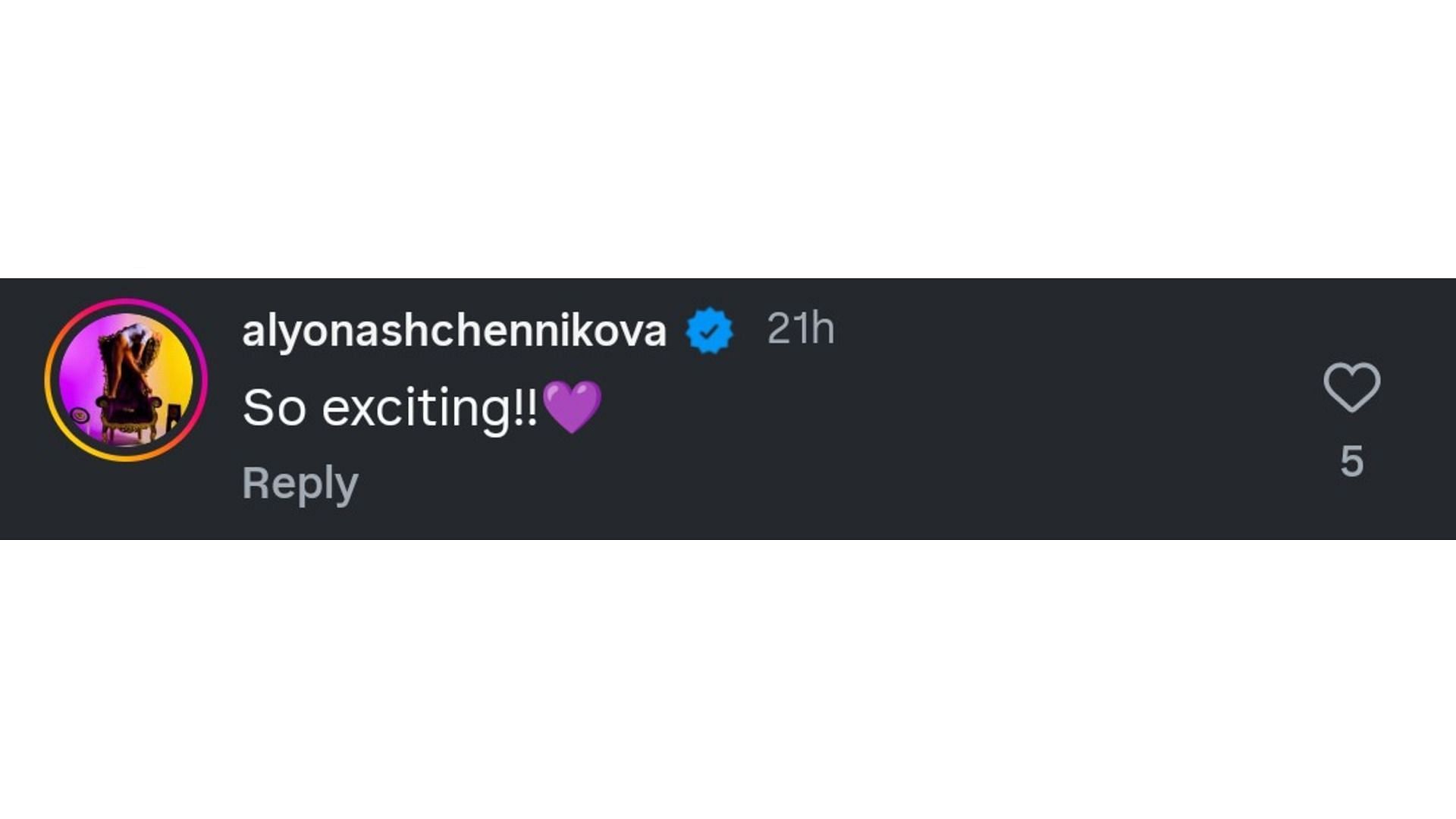 Screenshot of Shchenikova's comment (Image via: @lsugym)